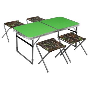 Набор мебели стол, 4 стула, цвет зелёный с дубовыми листьями