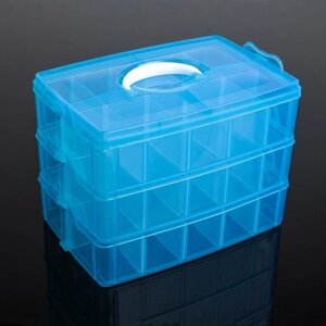 Бокс пластиковый для хранения, 3 яруса, 30 отделений, 25x17x18 см, цвет МИКС