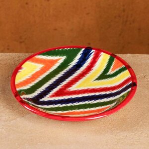 Тарелка Риштанская Керамика 'Атлас', разноцветная, плоская, 15 см