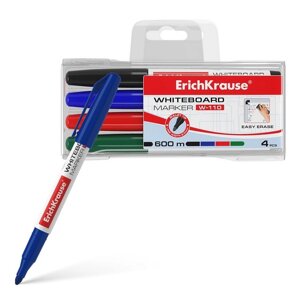 Набор маркеров для доски, 4 цвета, 2,0 мм, ErichKrause W-110 (комплект из 12 шт.)