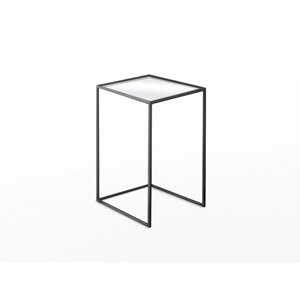 Стол журнальный большой 'Куб', 380х380х510, металл, матовое стекло, чёрный