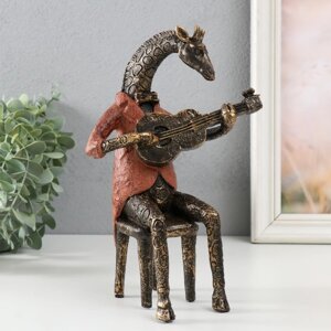 Сувенир полистоун 'Жираф с гитарой' под металл 23,6х9,7х13,5 см