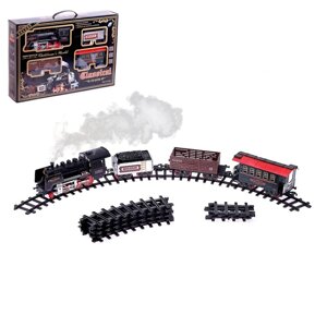 Железная дорога 'Классический паровоз', 20 деталей, световые и звуковые эффекты, с дымом, работает от батареек, длина