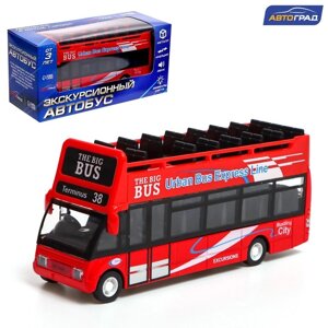 Автобус металлический 'Экскурсионный', инерционный, световые и звуковые эффекты, цвет красный