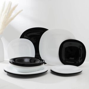 Сервиз столовый Luminarc Carine White Black, стеклокерамика, 18 предметов, цвет белый и чёрный