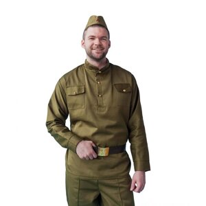 Карнавальный костюм 'Солдат', пилотка, гимнастёрка, ремень, р. 54-56