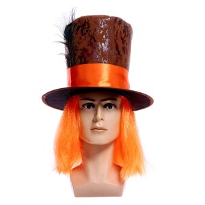 Шляпа карнавальная 'Цилиндр' с волосами р-р 56-58