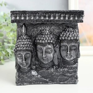 Сувенир полистоун подсвечник на 3 свечи 'Три будды' 15,5х6х16,5 см