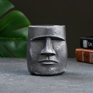 Кашпо - органайзер 'Истукан моаи' серый камень, 10см