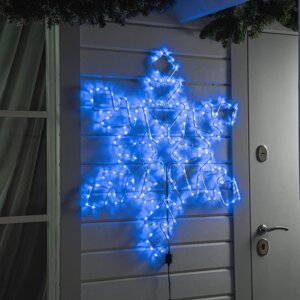 Светодиодная фигура 'Снежинка', 95 см, дюралайт, 216 LED, 220 В, мерцание, свечение синий/белый