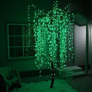 Светодиодное дерево 'Плакучая ива' 2.5 м, 1728 LED, постоянное свечение, 220 В, свечение зелёное