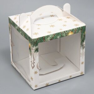 Коробка кондитерская с окном, сундук, 'Уютный новый год' 20 х 20 х 20 см (комплект из 5 шт.)