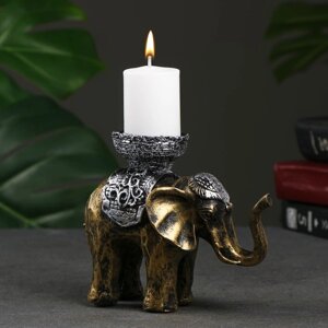Подсвечник 'Слон', золотой 13х19 см, для свечи d4 см