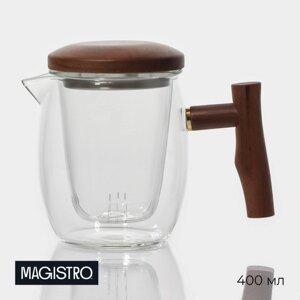 Чайник стеклянный заварочный с ситом Magistro 'Лофт' 400 мл, 15x9x11,5 см