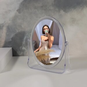 Зеркало настольное 'Овал', двустороннее, зеркальная поверхность 12 x 15 см, цвет прозрачный