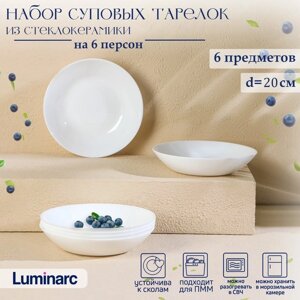 Набор суповых тарелок Luminarc DIWALI, 700 мл, d20 см, стеклокерамика, 6 шт, цвет белый