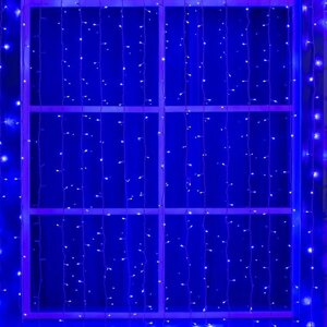 Гирлянда 'Занавес' 2 x 9 м, IP44, УМС, белая нить, 1800 LED, свечение синее, 220 В