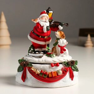 Сувенир полистоун музыка механический, крутится 'Дед Мороз играет на скрипке' 11х11х14 см