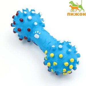 Игрушка пищащая увеличенная 'Гантель с лапками' для собак, 16,5 x 6 см, голубая