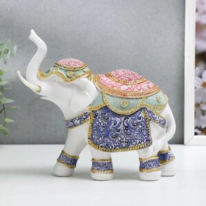 Сувенир полистоун 'Индийский слон в цветной попоне с узорами' 19,5х19,5х7,8 см