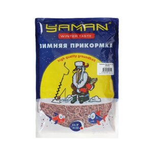 Прикормка Yaman Winter Taste гранулы 3 мм, зимняя, мотыль, 700 г, цвет красный