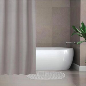 Набор для ванной SAVANNA 'Селест' штора 180x180 см, ковёр 38x69 см, цвет серый