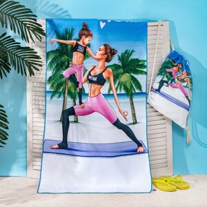 Полотенце пляжное в сумке Этель 'Yoga mom' 70х140 см, микрофибра