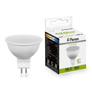 Лампа светодиодная FERON, 5 Вт, G5.3, 4000 К, дневной белый