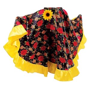 Цыганская юбка для девочки с жёлтой оборкой по низу, длина 59 см, рост 110-116 см