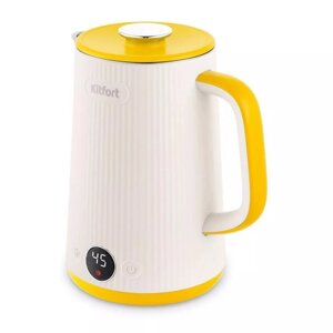 Чайник электрический Kitfort КТ-6197-3, металл, 1.5 л, 1500 Вт, бело-желтый