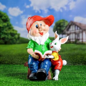 Садовая фигура 'Гном с зайцем и книжкой' 42х28см