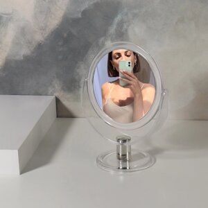 Зеркало настольное 'Круг', двустороннее, с увеличением, d зеркальной поверхности 10,5 см, цвет прозрачный