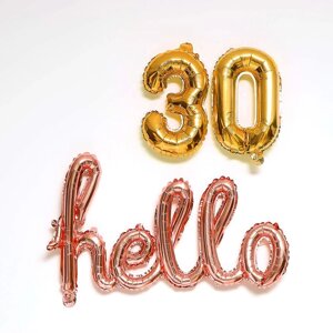 Шар фольгированный 16' Hello '30', буквы, цвет роза-голд