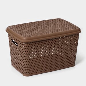 Ящик для хранения с крышкой 'Ротанг', 23 л, 45x30x26,5 см, цвет коричневый