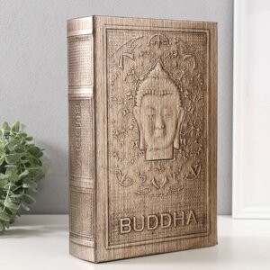 Сейф-книга дерево кожзам 'Голова будды' тиснение, под металл 30х20х6,8 см