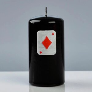 Свеча - цилиндр 'Покер', 6x11,5 см, чёрный
