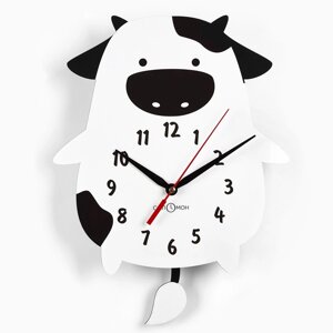 Часы настенные детские 'Корова', с маятником, 37 х 27 см