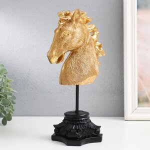 Сувенир полистоун бюст 'Голова ржущего коня' золото 10,5х14х27 см