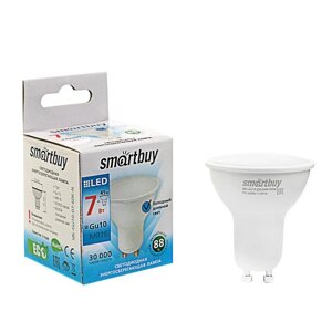 Лампа светодиодная Smartbuy, MR16, 7 Вт, GU10, 6000 К, холодный белый