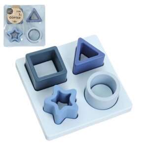 Развивающая игрушка - сортер 'Изучаем фигуры', пищевой силикон, цвет голубой, Mum Baby