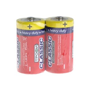 Батарейка солевая 'Трофи' Heavy Duty, С, R14-2S, 1.5В, спайка, 2 шт.