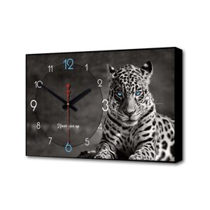 Часы-картина настенные, интерьерные 'Леопард', плавный ход, 57 х 35 х 4 см