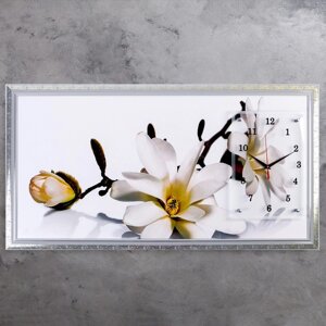 Часы-картина настенные, серия Цветы, 'Ветка с цветами и почками', 50 х 100 см