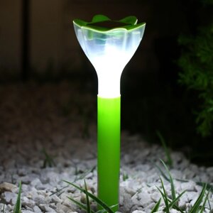 Садовый светильник на солнечной батарее 'Цветок зелёный', 6 x 29 x 6 см, 1 LED, свечение белое