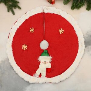 Полянка под ёлку 'Сияние полос' Снеговик и снежинки, d-60 см, бело-красный