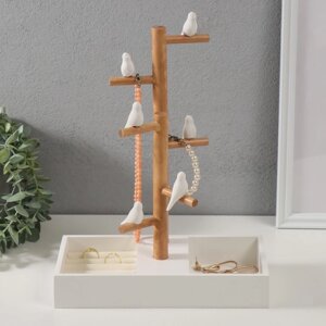 Сувенир дерево подставка для украшений 'Птички на дереве' белый 24х12х32 см