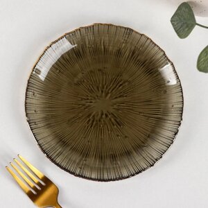 Тарелка стеклянная 'Фейерверк', d16 см, цвет серый
