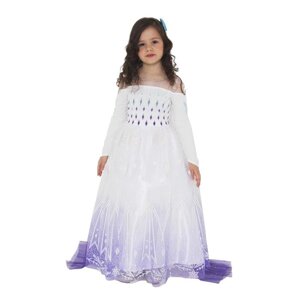 Карнавальный костюм 'Эльза 2 пышное, белое платье', р. 32, рост 128 см