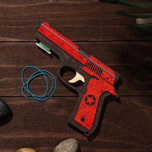 Сувенир деревянный 'Резинкострел, красный гранит' + 4 резинки