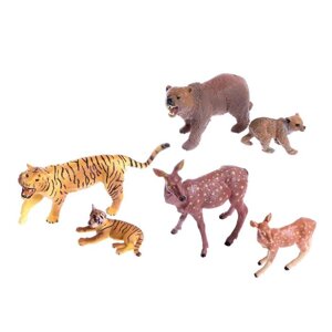 Набор диких животных 'Дети и родители', 6 фигурок